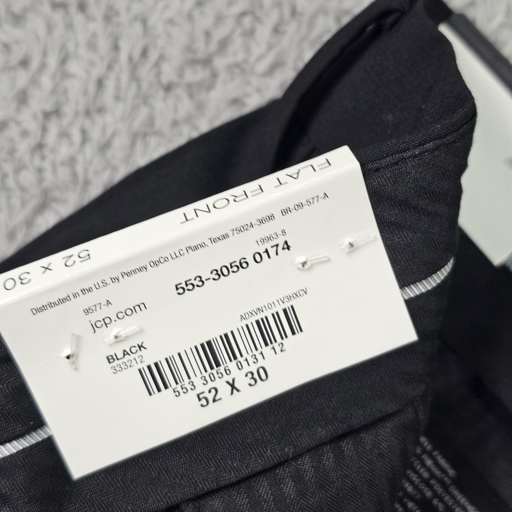 JF J.Ferrar Suit Pants Mens 52x30 Black Ultra Comfort Stretch Big & Tall Dress - Picture 8 of 11